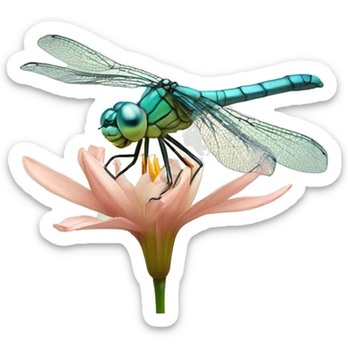 Pretty Dragonfly on lily flower sticker
