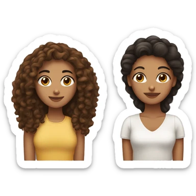 2 women one Hispanic with curly brown hair and the other African American with straightened dark hair sticker