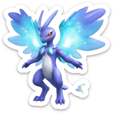 Celestial Godly Crystallic Colorful Vibrant Colors Flying Advanced Fakémon-Legendary-Pokémon-Creature Full Body sticker