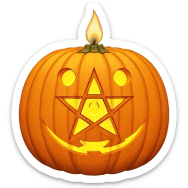 Pentacle pumpkin with candle on top sticker