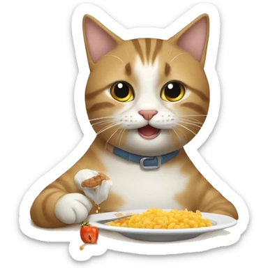 un gato comiendo un pez sticker