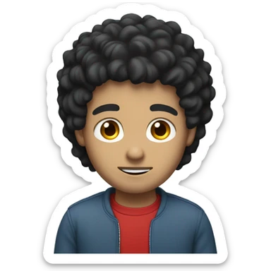 light skin man  with red t-shirt have black hair, blue eyes sticker
