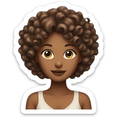 curly hair brown skin lady with siamese cat sticker