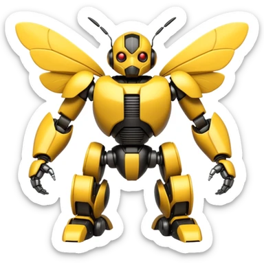 textCute yet badass robotic bumblebee in classic Bumblebee Transformers G1 style, anthropomorphic mech insect, sticker