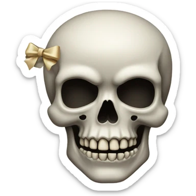 skull emoji with a bow on its head sticker