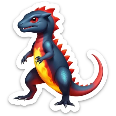Colorful Dark Shiny Exotic Salandit-Charmeleon-Quilava-Fakémon-hybrid-creature (full body)  sticker
