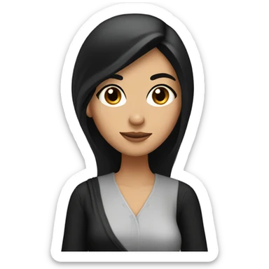 arab white girl with long black hair holding a date sticker