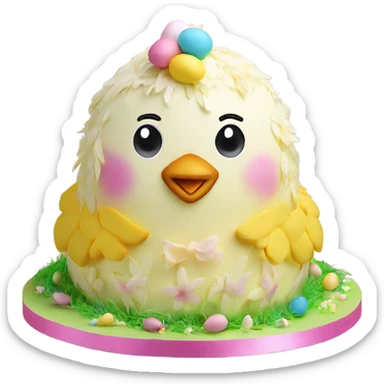 beautifully decorated 2 tier Easter chick cake sticker