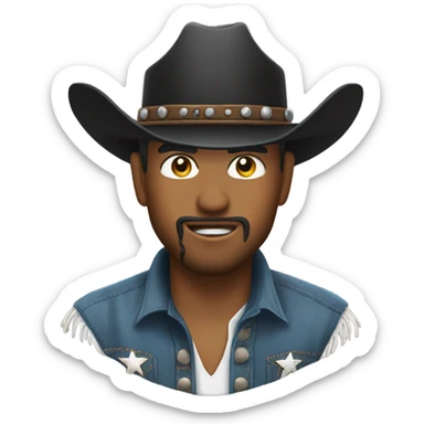 A cowboy giving the 🤘🏼 but turn it upside down sticker