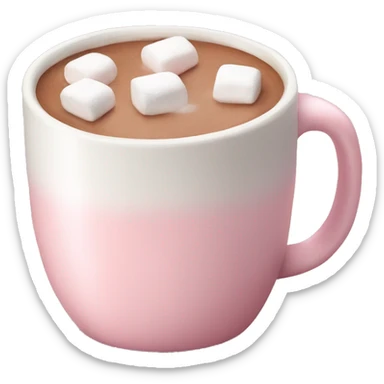 Light Pink mug of hot chocolate with marshmallows  sticker