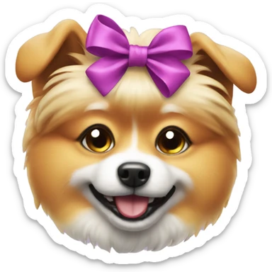 Spitz dog with bow sticker