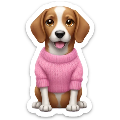 Cute dog wearing a pink sweater sticker