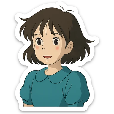 anime girl in ghibli style sticker