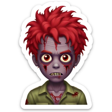 Boy zombie with kinky hair red sticker