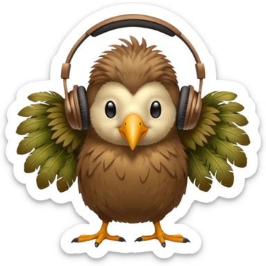 kiwi bird ai agent with headphone sticker