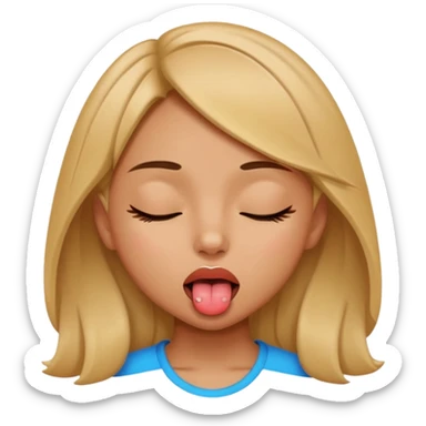 girl naked with eye close andtongue sticker