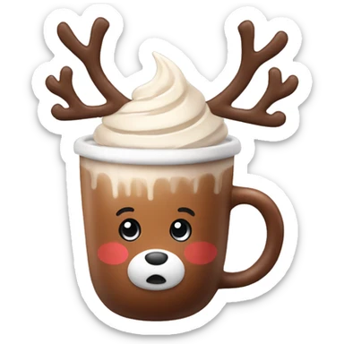 Cute reindeer with hot chocolate sticker