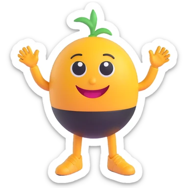 cyclone emoji with friendly smiling cartoon eyes, black arms and legs, clean slick professional style, polished approachable visually appealing, suitable for company logo sticker