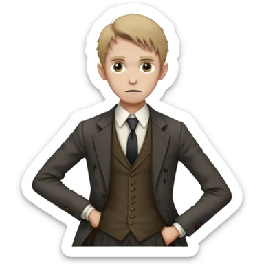 Poor Victorian laborer cowering in front of an English solicitor sticker