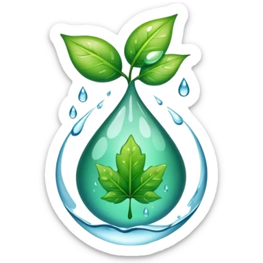 eco-friendly leaf logo with water droplet sticker