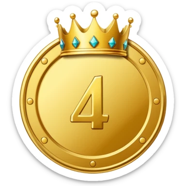 Make the paid subscription icon round and gold with the number 4 and a crown. sticker