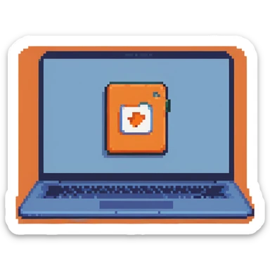 a blue laptop having a logo that says cmv on the back of it sticker