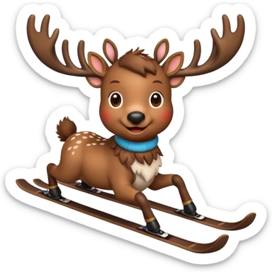 baby reindeer skiing sticker