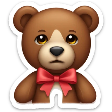 Brown teddy bear with bow sticker