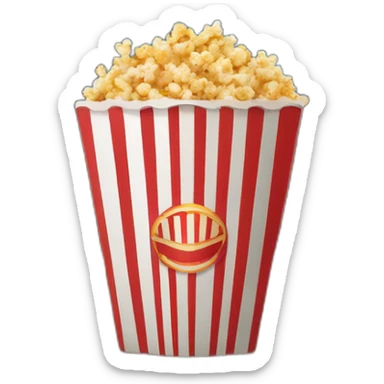 movie theater popcorn and drink in cardboard container sticker
