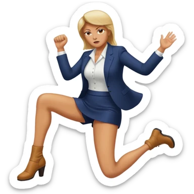 woman kicking donald trump between his legs sticker