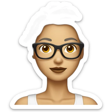 femme blanche brune avec une coupe au carré et lisses et des lunettes sticker