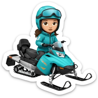 Can you create an emoji of a brunette girl on a teal polaris khaos 850 155 snomobile sticker