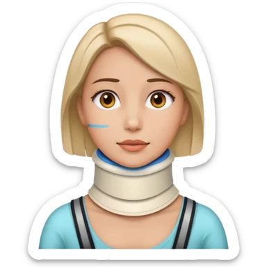 Add a neck brace to this woman, keep everything else the same sticker