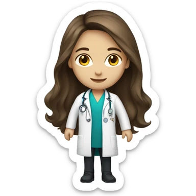 brunette with long hair and fair skin in doctor coat sticker