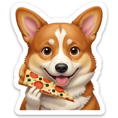 tricolor corgi eating pizza sticker