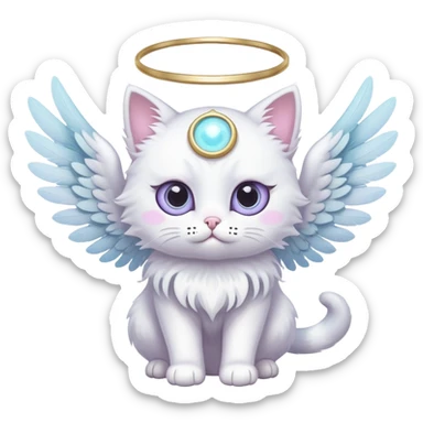 pastel angel cat with six eyes sticker