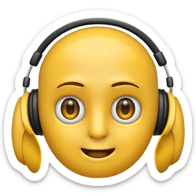 Ein gelber runder Emoji mit geschlossenen augen Augen. Total im moment. Glücklich, leichtes lächeln. Verträumt. Leichtigkeit. Freiheit. Overearkopfkörer auf dem kopf sticker