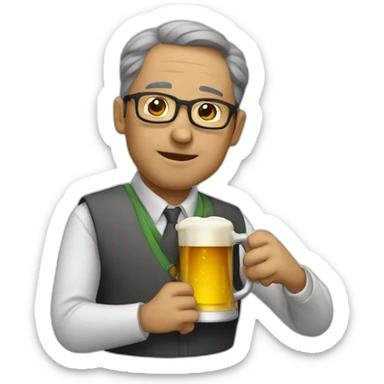 A professor is drinking beer. sticker