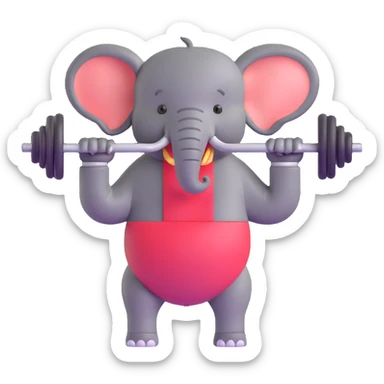 elephant lifting a barbell sticker
