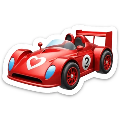 heart driving in a race car sticker