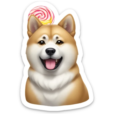 Akita with a candy sticker