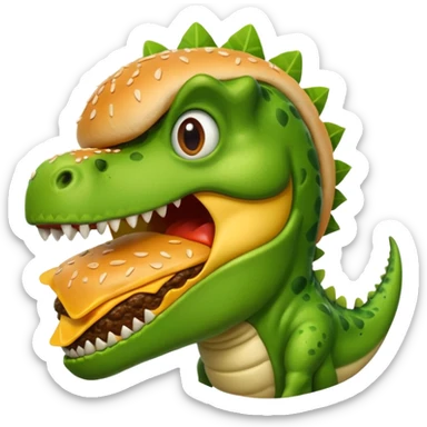 Cheeseburger eatingdinosaur sticker