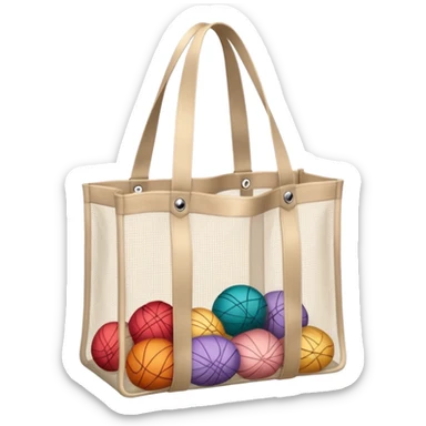net bag,  mesh storage bag, tote bag, used for shopping, it has two knited handles as bag itself, it is empty inside of it just the shape of the bag sticker