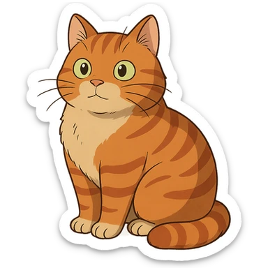 ghibli style red-haired British cat sticker