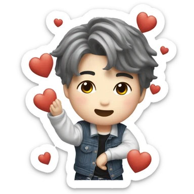 Jimin de BTS haciendo una pose decorazón con las mans sticker