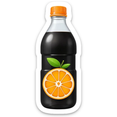 Create a drink in a plastic bottle with a black liquid named Kofola and orange sticker
