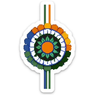 Indian flag with saffron, white, and green horizontal stripes and blue Ashoka Chakra wheel in the center sticker