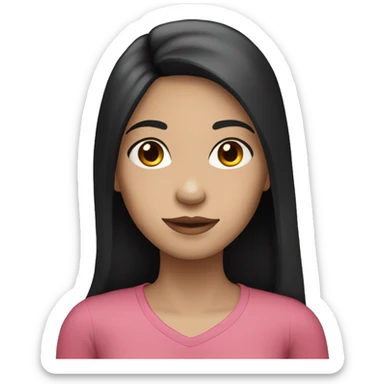 girl with long straight black hair with a middle part and pale skin sticker