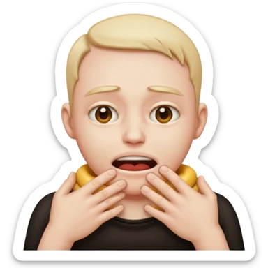 a emoji head choking itself
with both its hands around its neck very graphic sticker