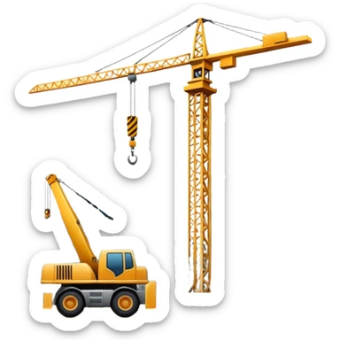Construction site with crane and building sticker